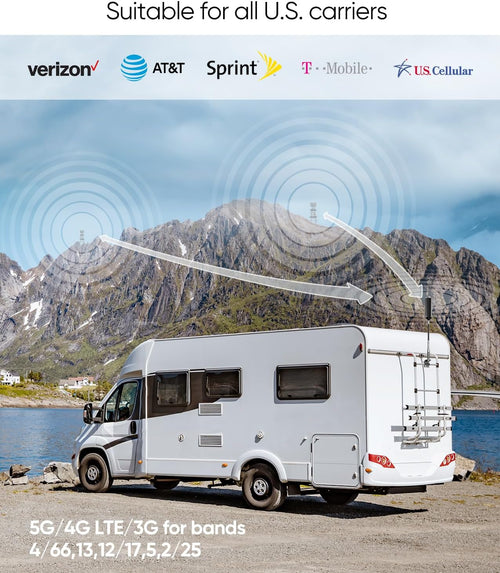 Cell Phone Booster for Truck RV, 5G/4G LTE/3G Signal Booster All Carriers