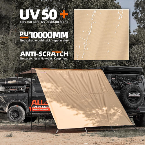 Awning Wall Universal Multi-Side, 6.6Ft X 8.5Ft, Waterproof Ripstop Uv-Resistant Awning Extension for Extra Privacy & Shade