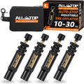 Adjustable Auto-Stop Tire Deflator Valve Kit (10-30 PSI) 4 PCS Screw-On Tyre Air down Tool for Offroad 4X4 (With 5 Valve Caps)