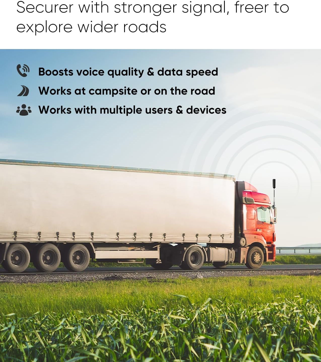 Cell Phone Booster for Truck RV, 5G/4G LTE/3G Signal Booster All Carriers