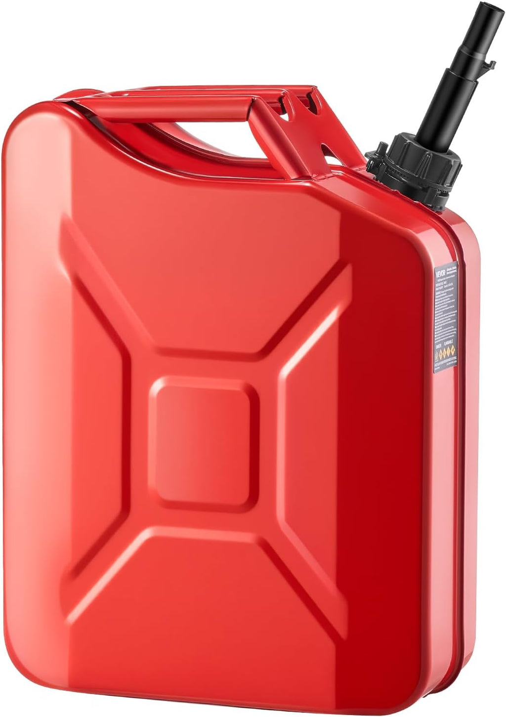 Metal Fuel Container, 5.3 Gallon, Fuel Jerry Can with Spout and Comfort Handle, 6 L/Min Max Flow Rate, Leakproof & Corrosion-Resistant Metal Gas Tank Most Cars Motorcycle ATV UTV, Red