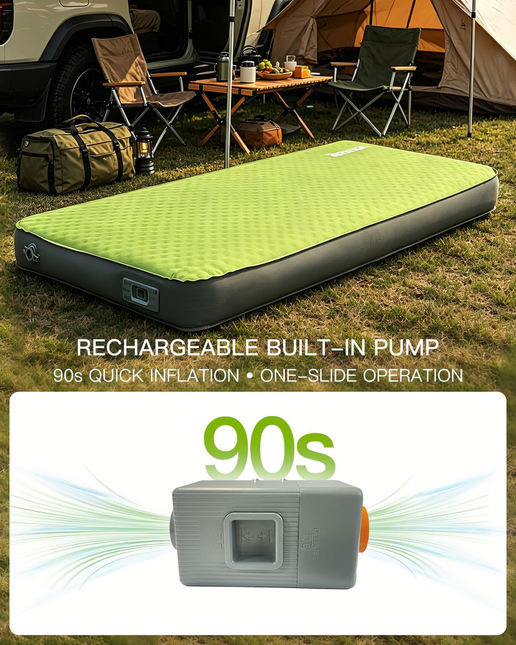 Self Inflating Sleeping Pad, Foam & Air Camping Mattress 4" Thick