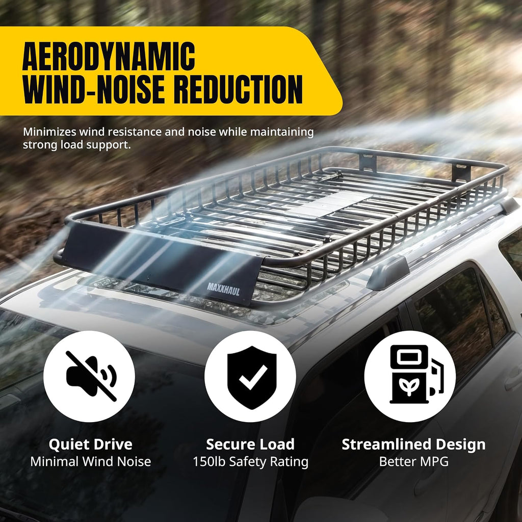 50506 64" X 39" X 6" Heavy-Duty Universal Steel Roof Rack , Black