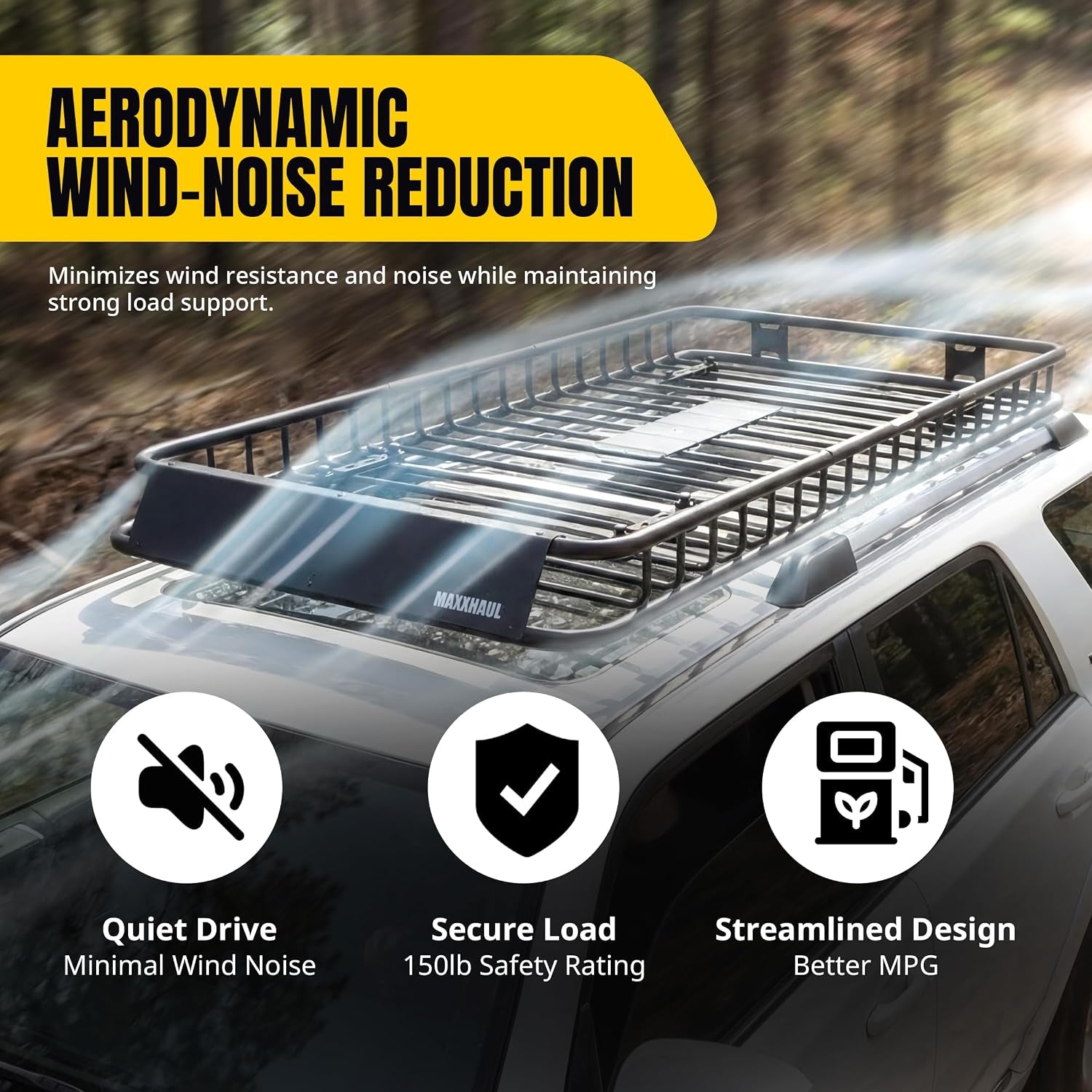 50506 64" X 39" X 6" Heavy-Duty Universal Steel Roof Rack , Black