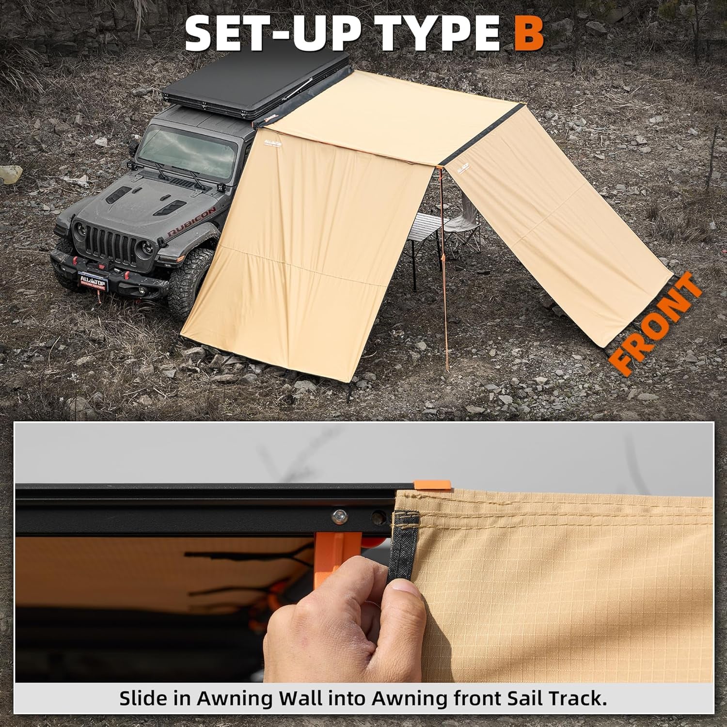 Awning Wall Universal Multi-Side, 6.6Ft X 8.5Ft, Waterproof Ripstop Uv-Resistant Awning Extension for Extra Privacy & Shade