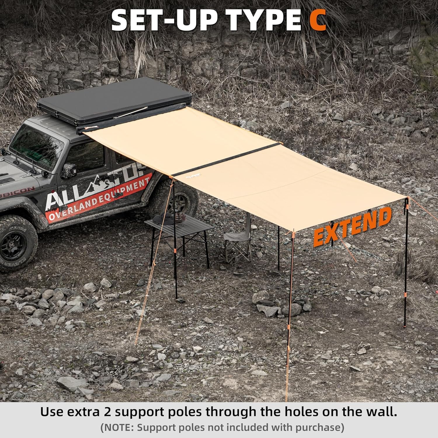 Awning Wall Universal Multi-Side, 6.6Ft X 8.5Ft, Waterproof Ripstop Uv-Resistant Awning Extension for Extra Privacy & Shade