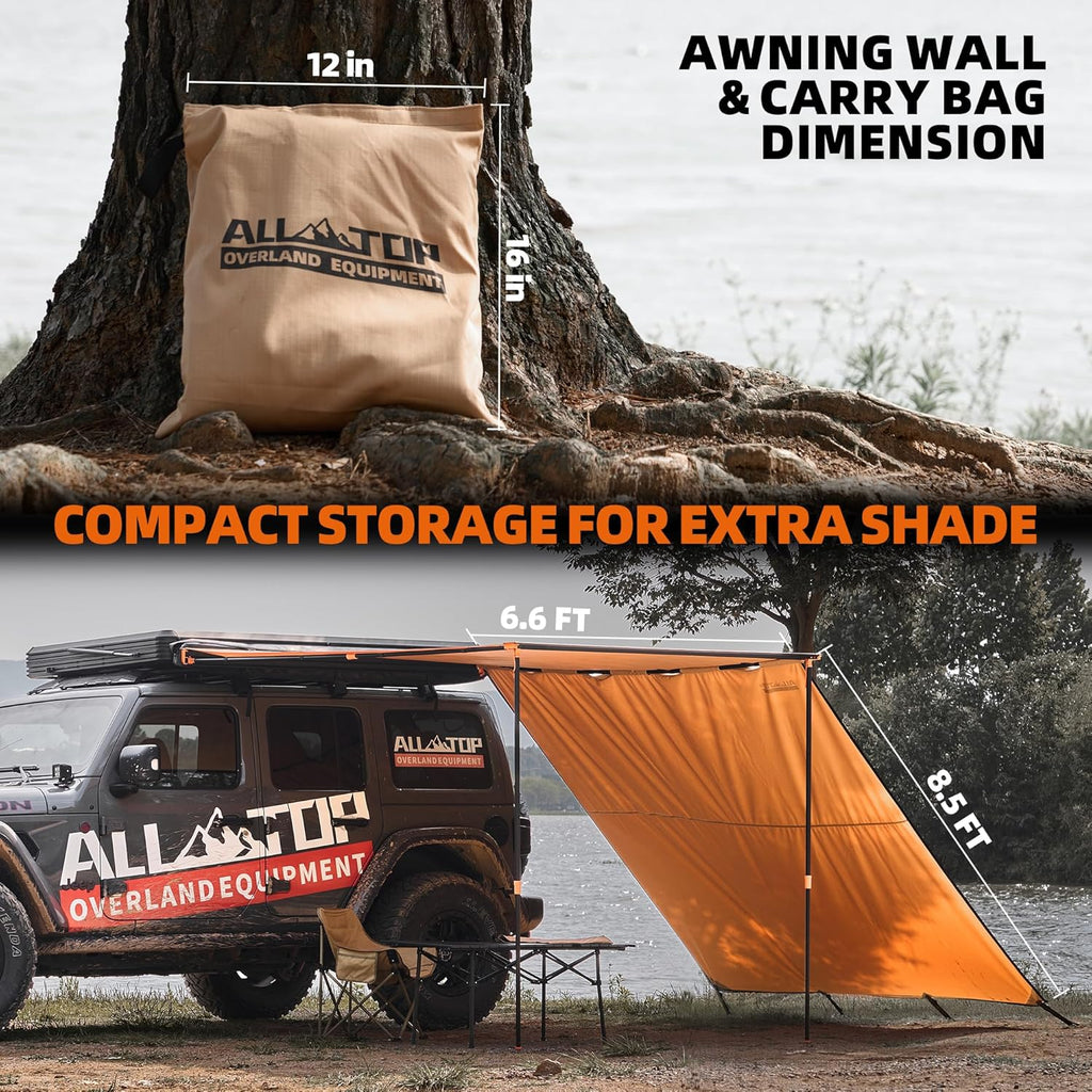 Awning Wall Universal Multi-Side, 6.6Ft X 8.5Ft, Waterproof Ripstop Uv-Resistant Awning Extension for Extra Privacy & Shade