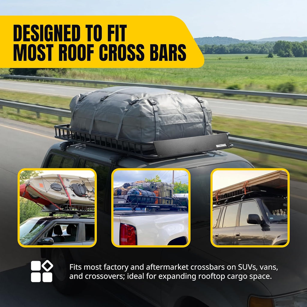 50506 64" X 39" X 6" Heavy-Duty Universal Steel Roof Rack , Black