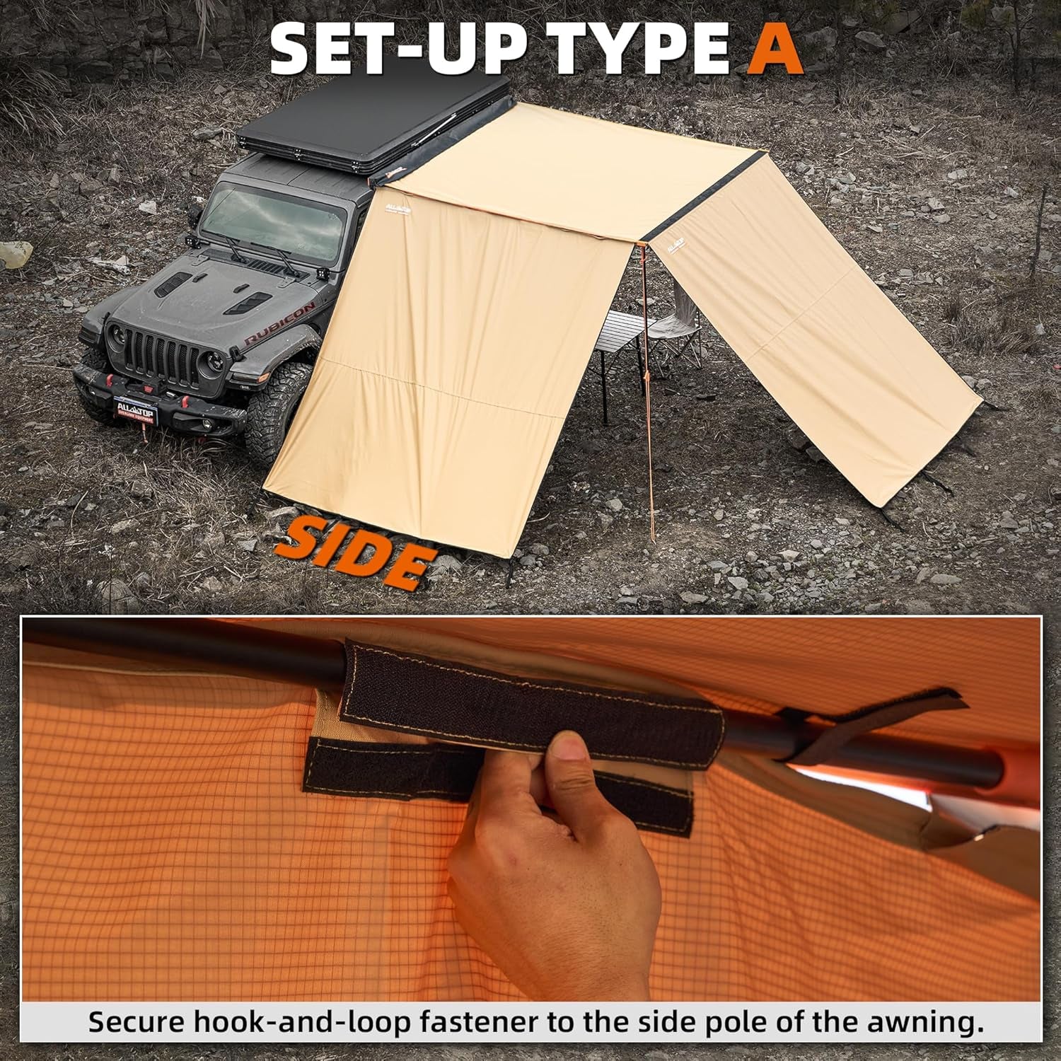 Awning Wall Universal Multi-Side, 6.6Ft X 8.5Ft, Waterproof Ripstop Uv-Resistant Awning Extension for Extra Privacy & Shade